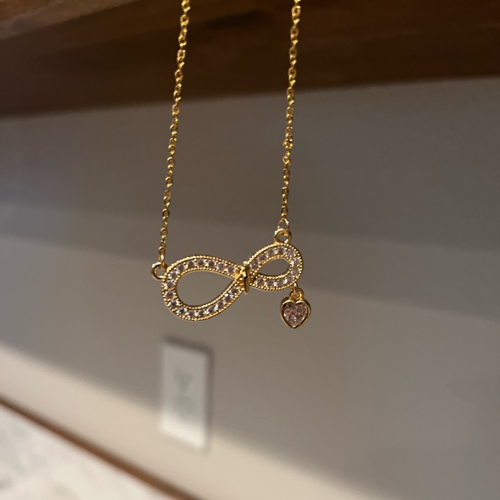 Gold infinity and heart necklace